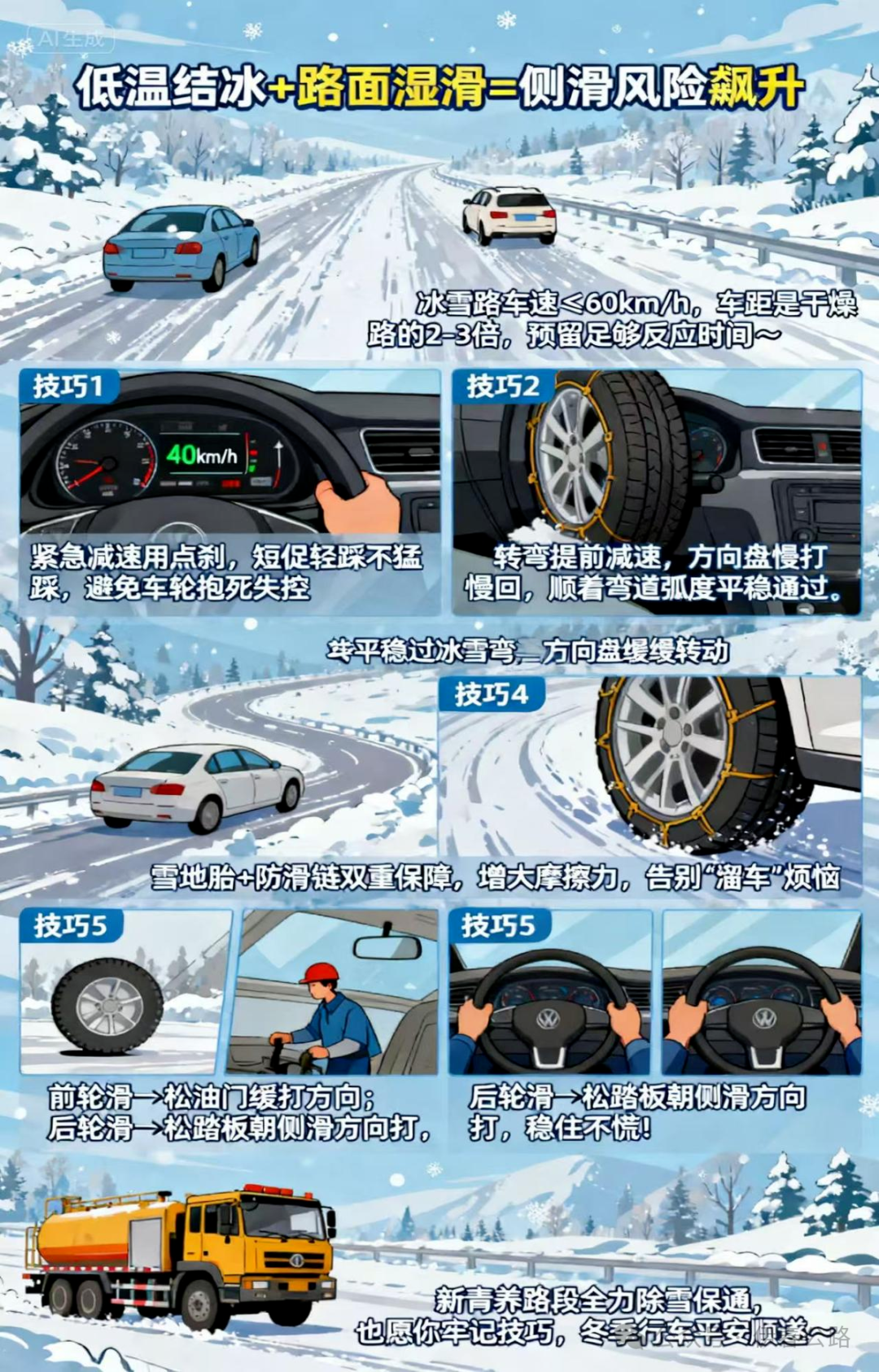 繞車(chē)檢查車(chē)胎_出行提示_雪天行車(chē)安全注意事項(xiàng)